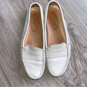 Tod's Women's White Leather Loafers